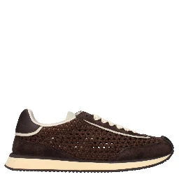 Brown Fabric Low Top Sneakers