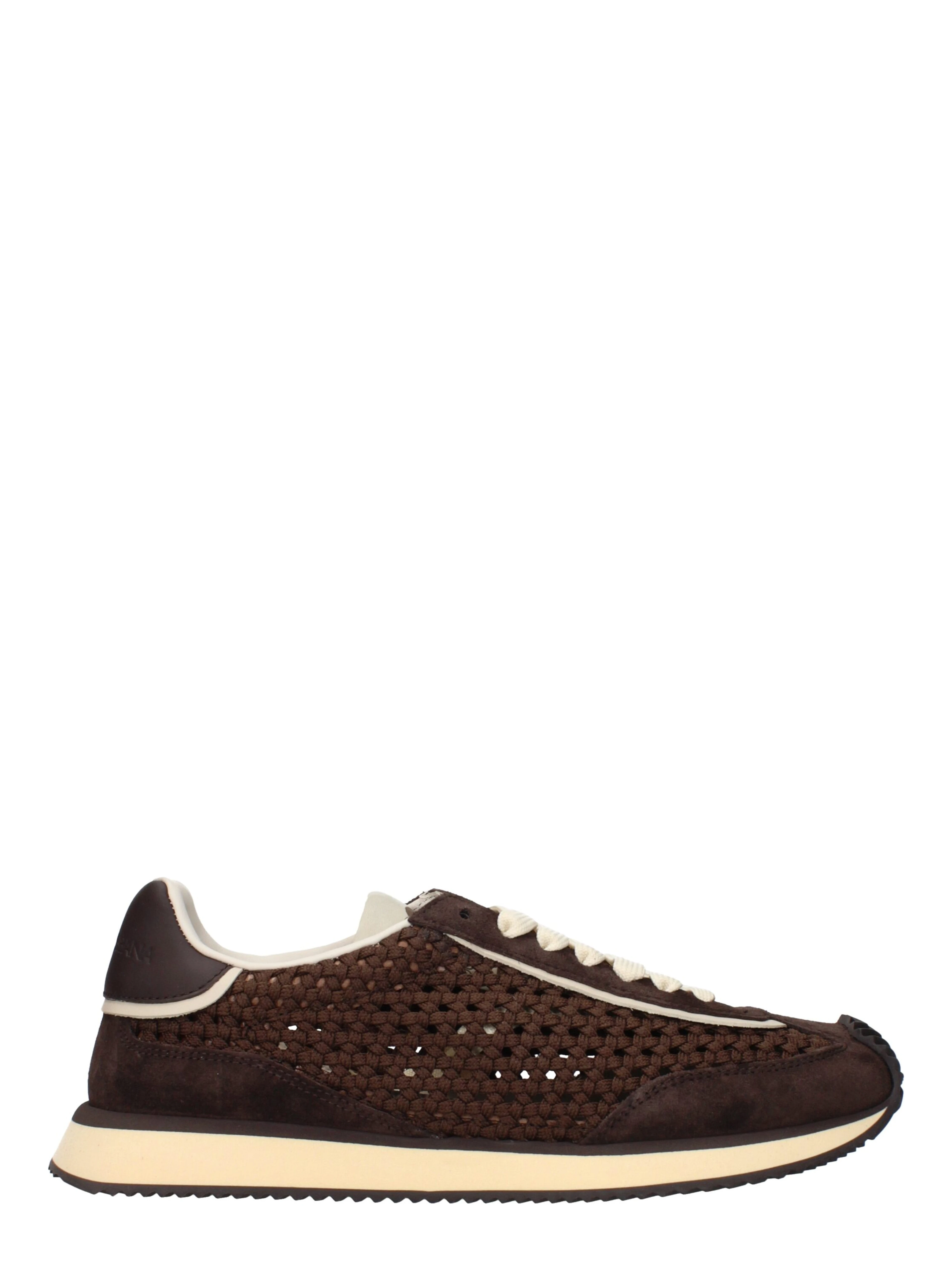 Brown Fabric Low Top Sneakers