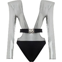 Gray Viscose One-Piece Swimsuit