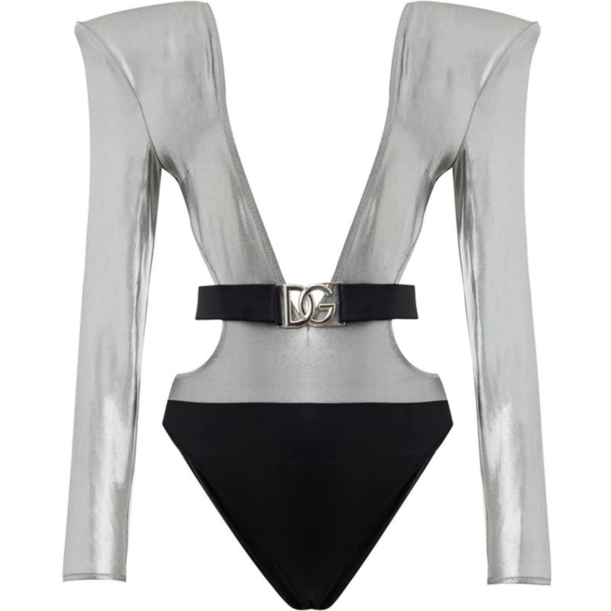 Gray Viscose One-Piece Swimsuit