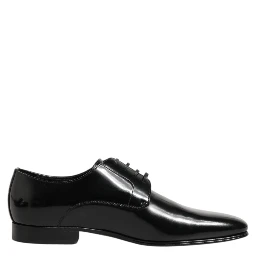 Black Calfskin Leather Derby Men Dress Shoes