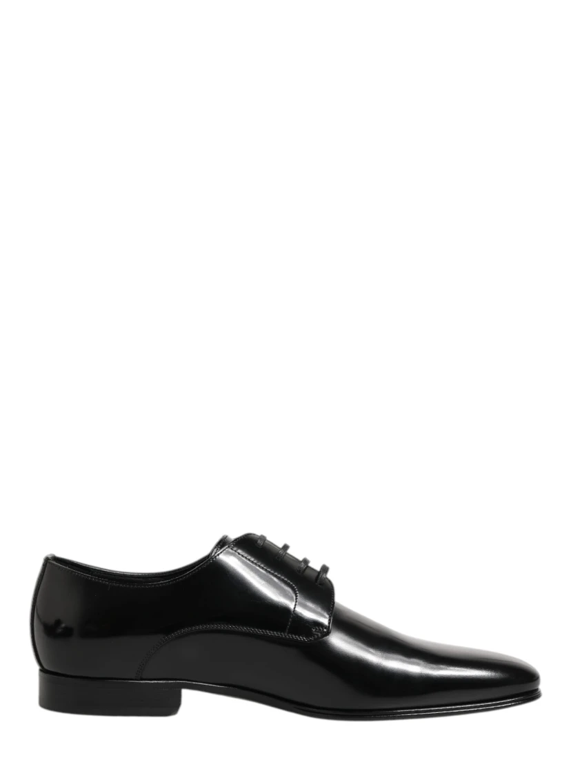 Black Calfskin Leather Derby Men Dress Shoes