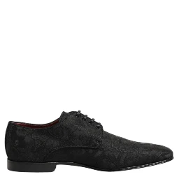 Black Brocade Lace Up Derby Men Dress Shoes