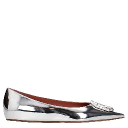 Gray Leather Ballet Flats