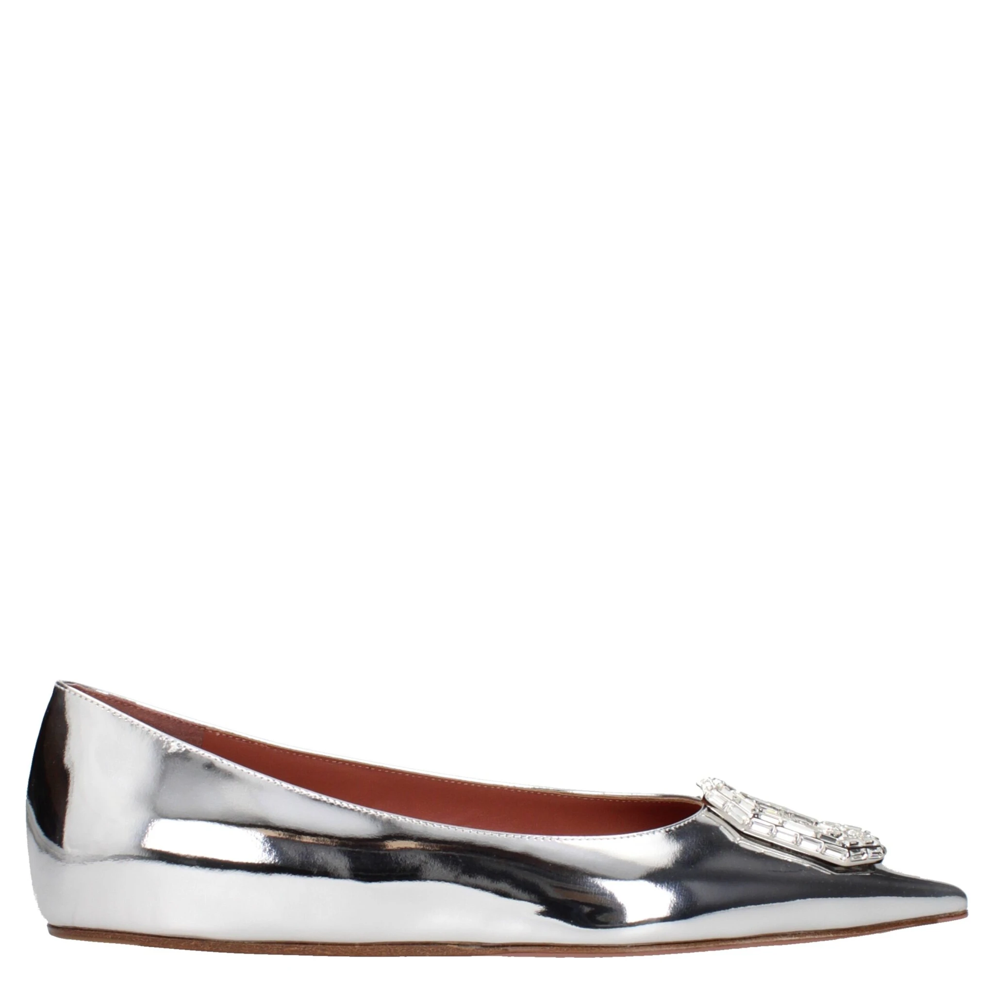 Gray Leather Ballet Flats