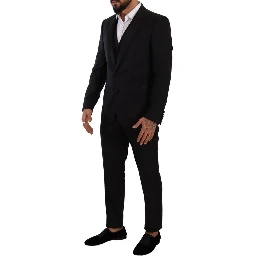 Black Wool Three-Piece Suit