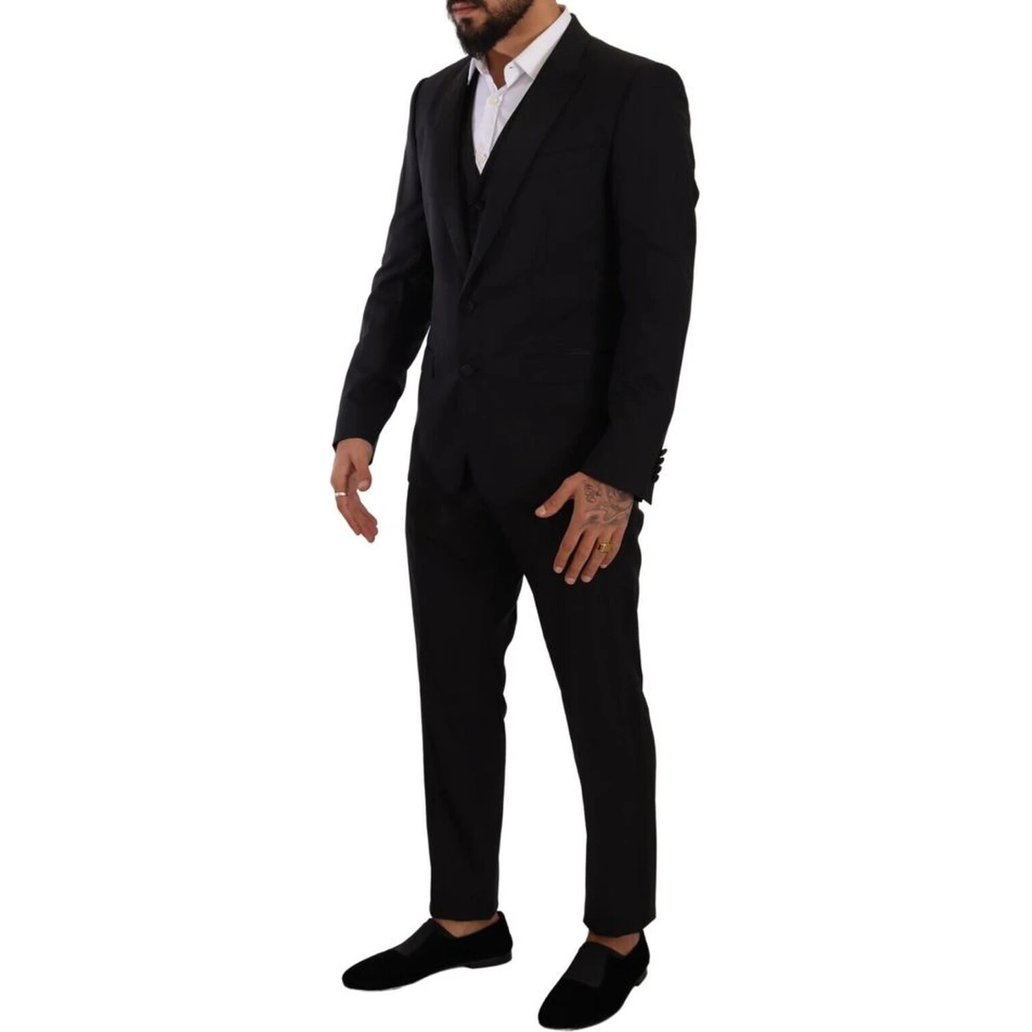 Black Wool Three-Piece Suit