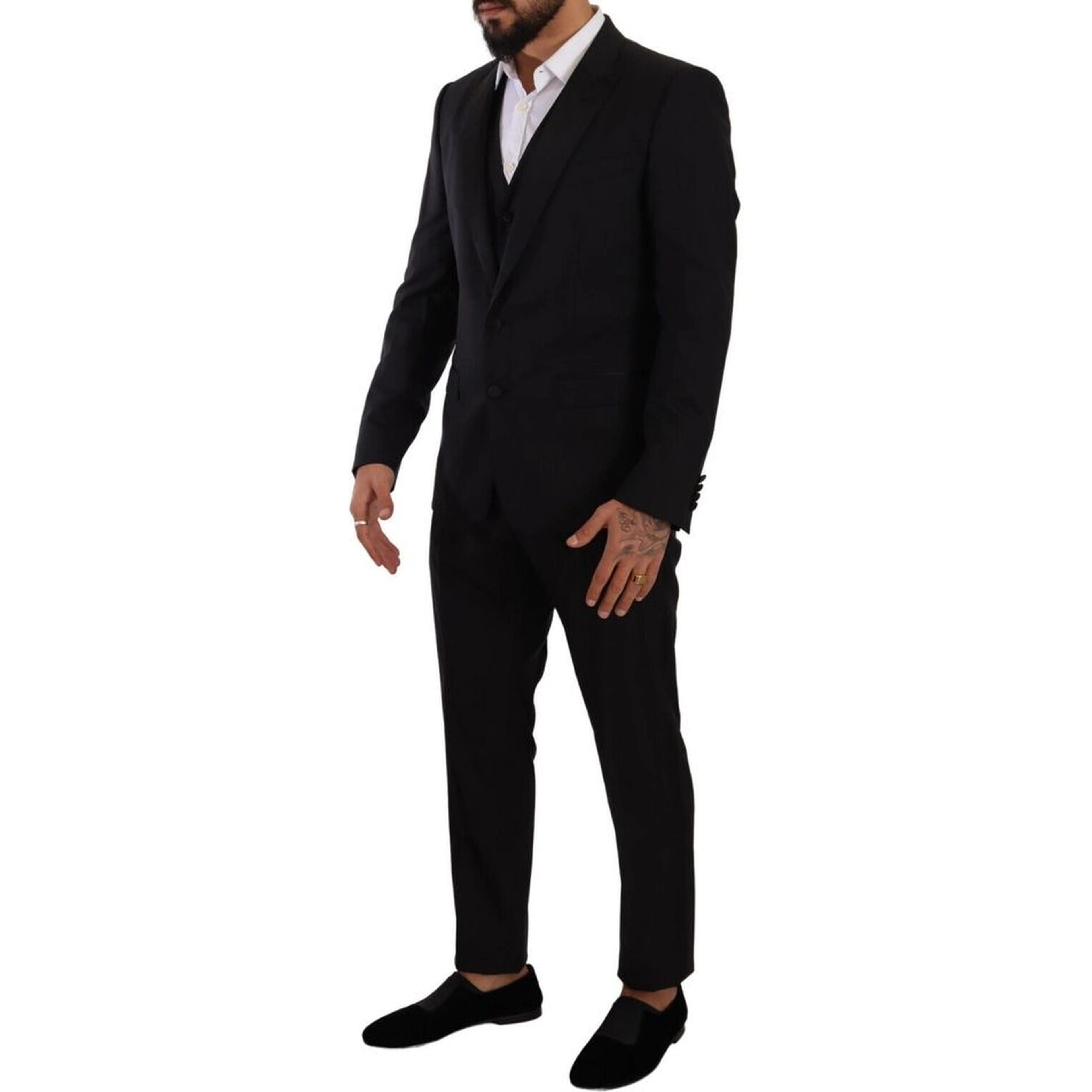 Black Wool Three-Piece Suit