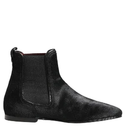 Black Leather Fur Men CHELSEA Boots Shoes
