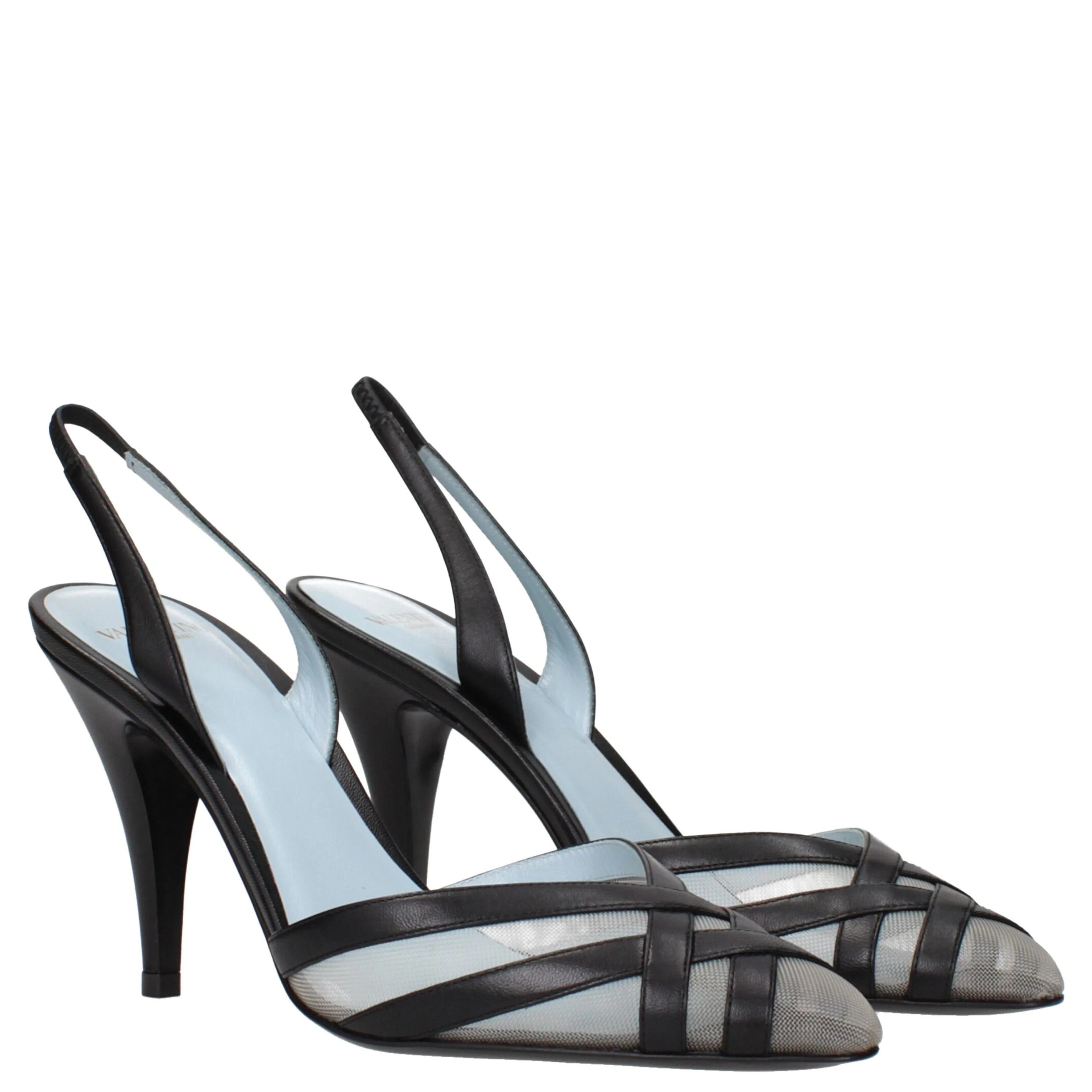 Black Leather High Heel Pumps
