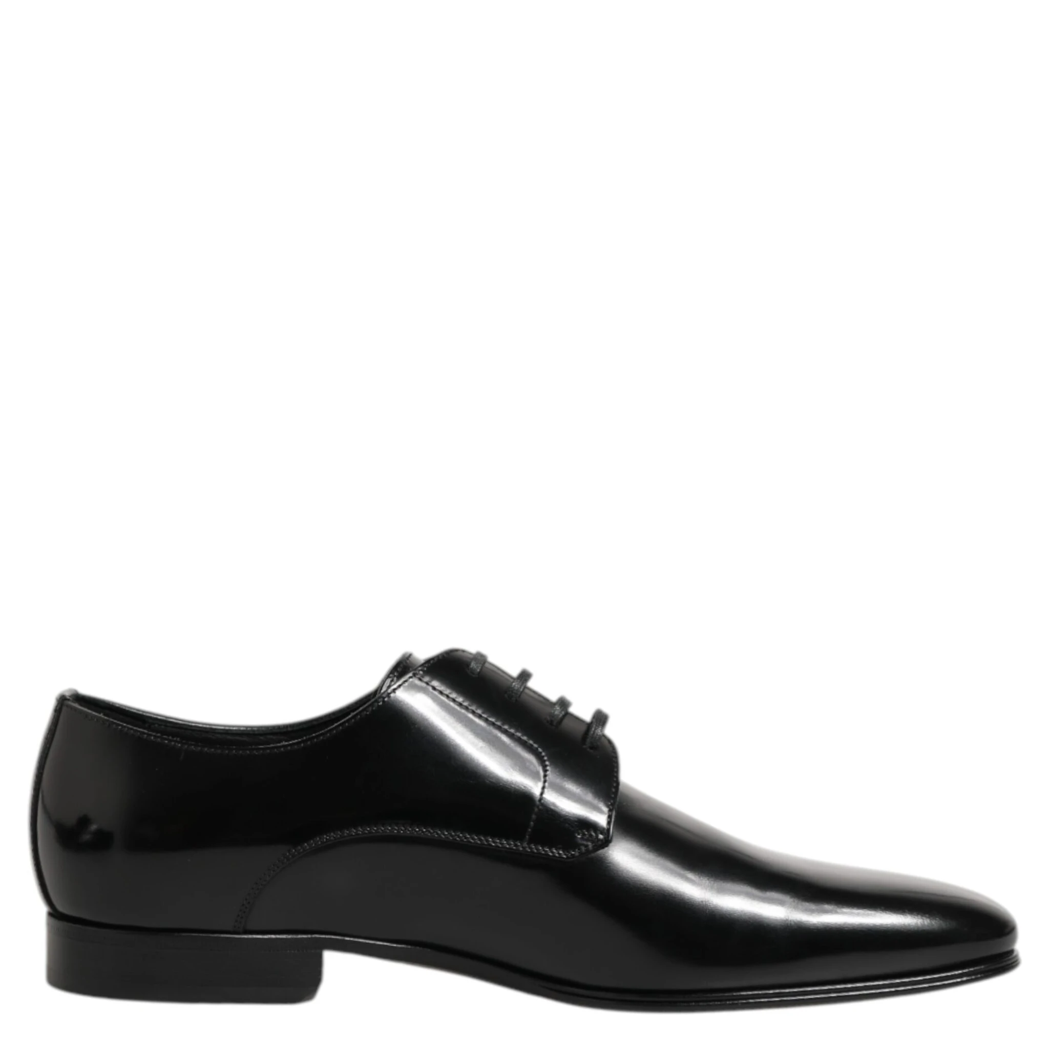 Black Calfskin Leather Derby Men Dress Shoes