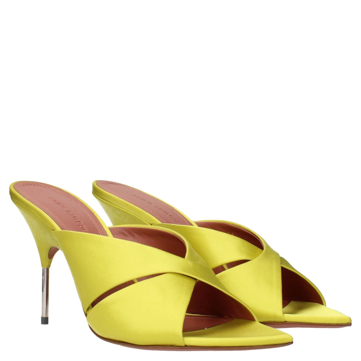 Green Satin Stiletto Heel Sandals