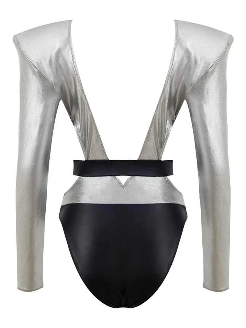 Gray Viscose One-Piece Swimsuit