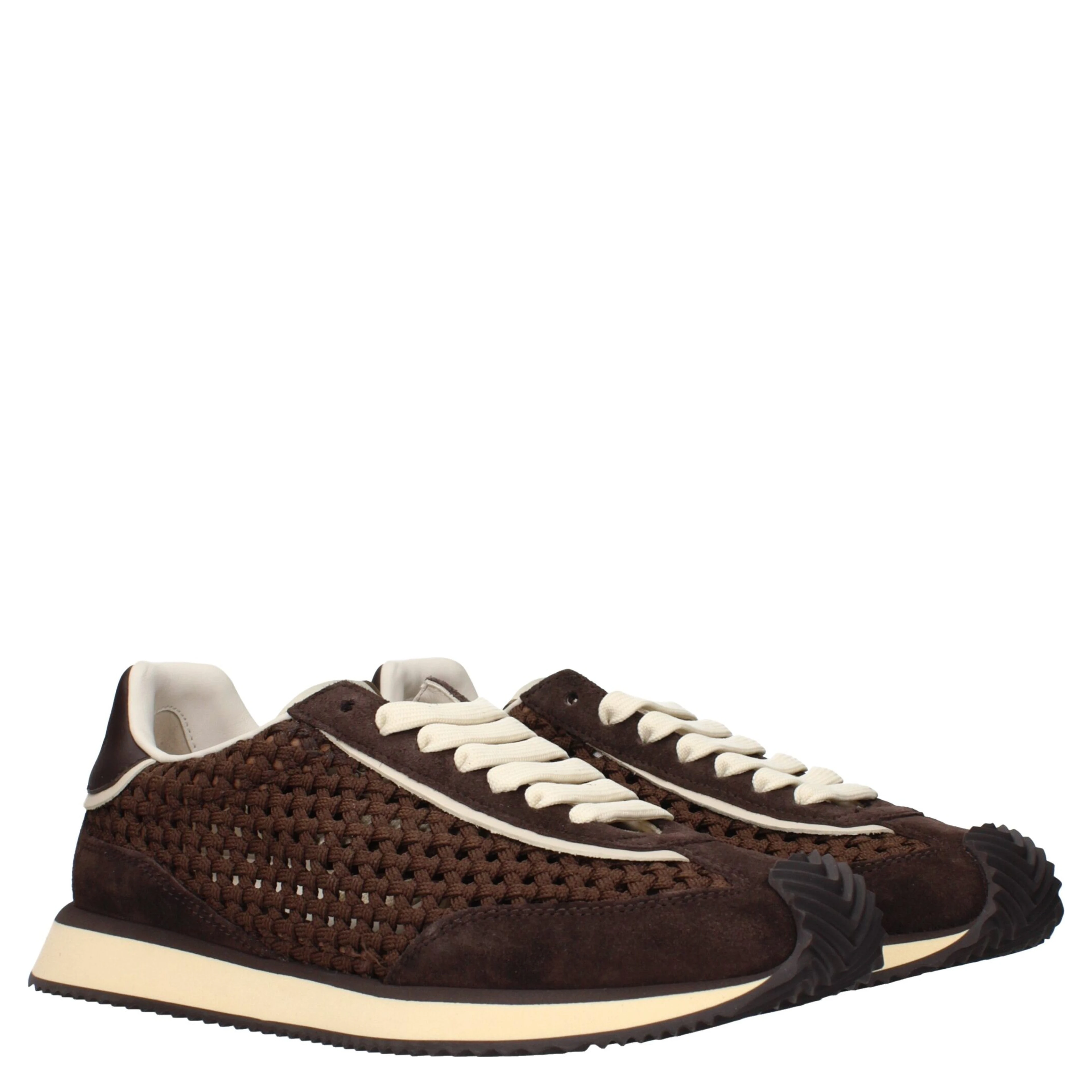 Brown Fabric Low Top Sneakers