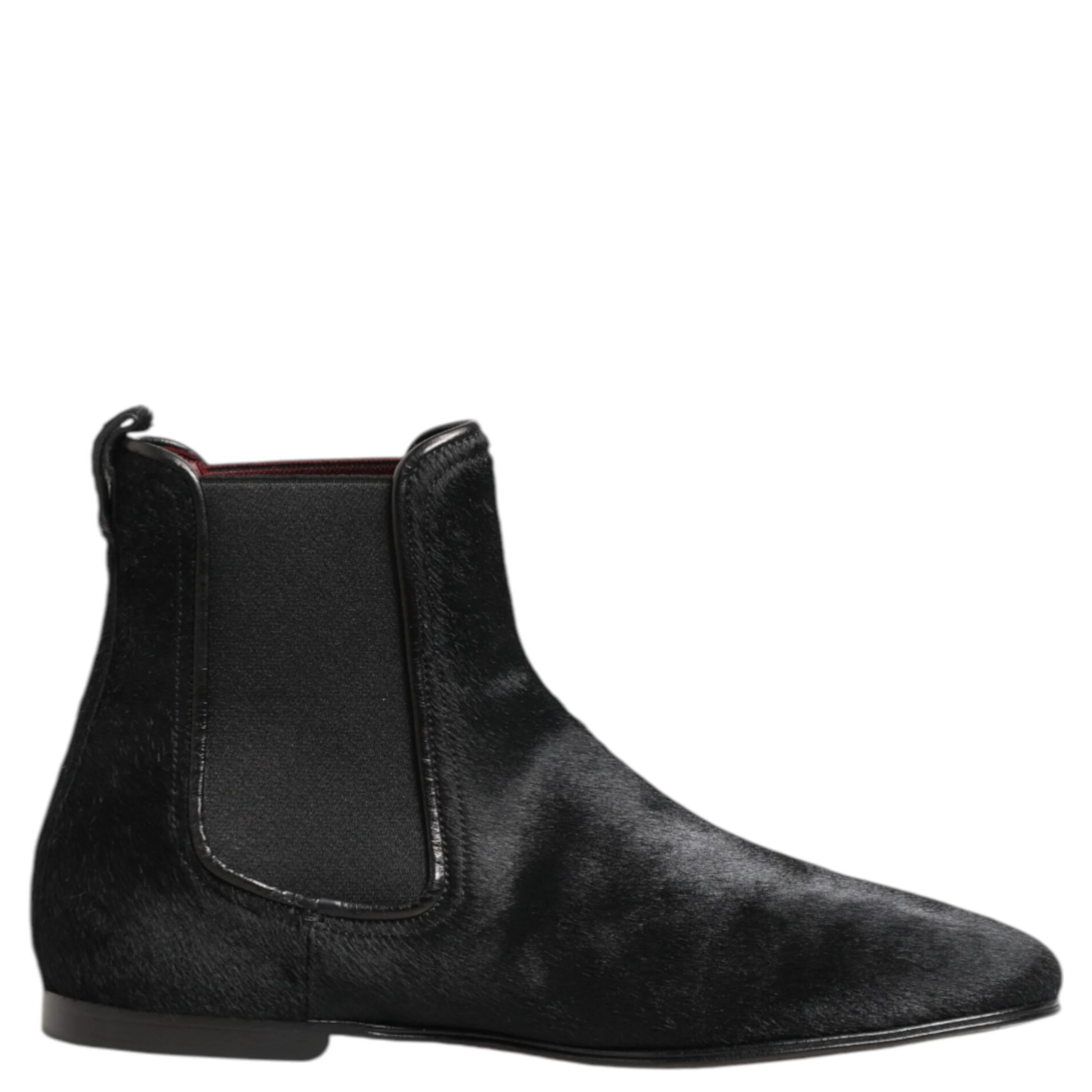 Black Leather Fur Men CHELSEA Boots Shoes