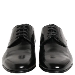 Black Calfskin Leather Derby Men Dress Shoes
