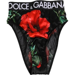 Black Floral Silk High Waist Panty Underwear