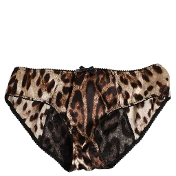Brown Leopard Silk Mid Waist Panty Underwear