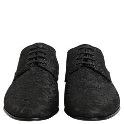 Black Brocade Lace Up Derby Men Dress Shoes