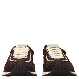 Brown Fabric Low Top Sneakers