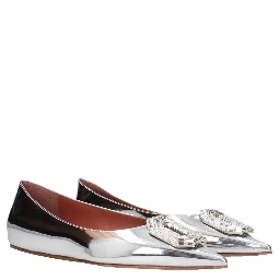 Gray Leather Ballet Flats