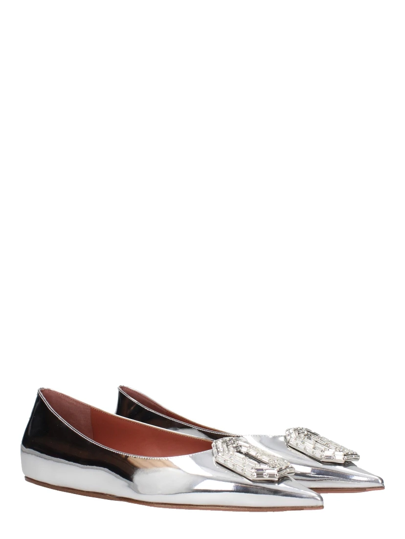 Gray Leather Ballet Flats