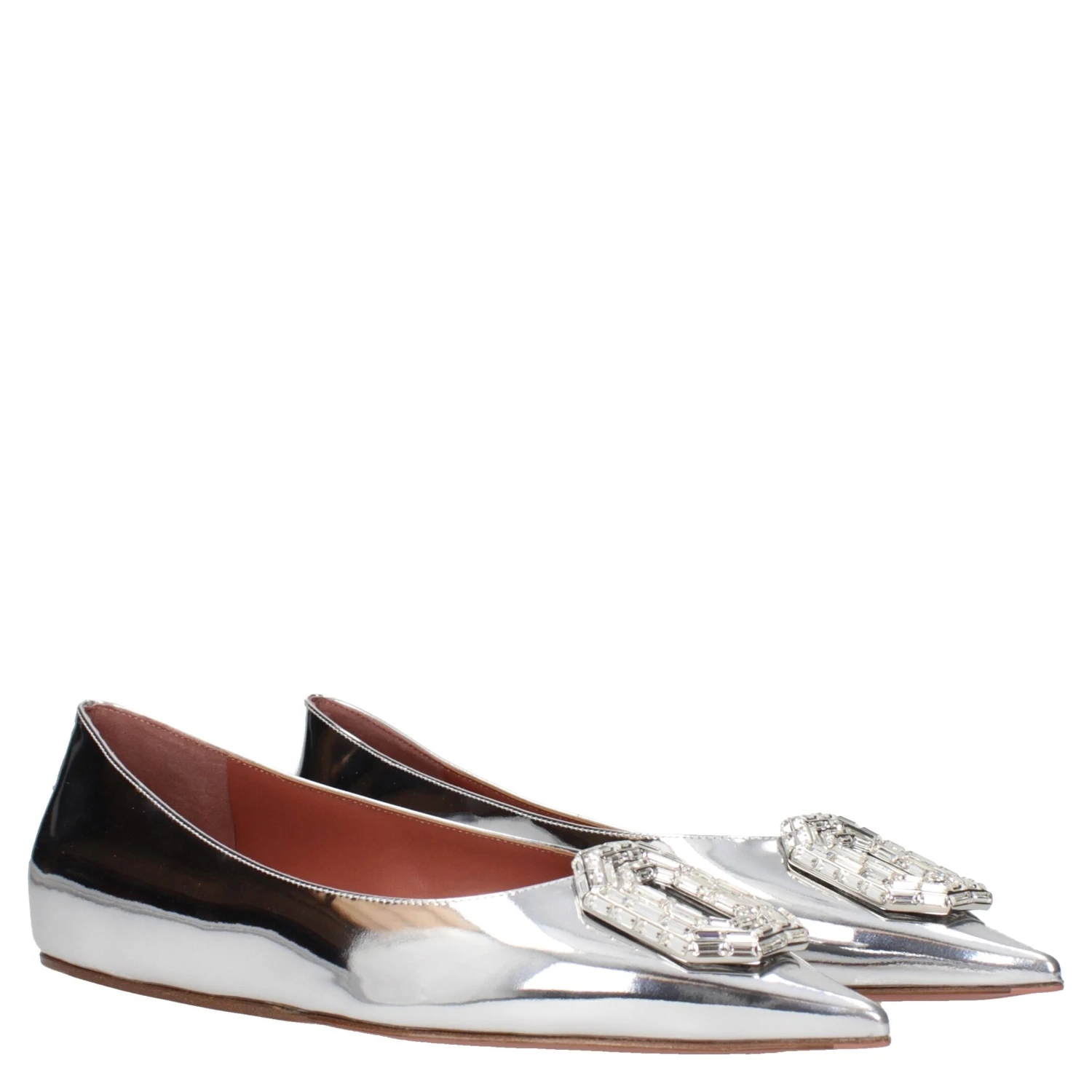Gray Leather Ballet Flats
