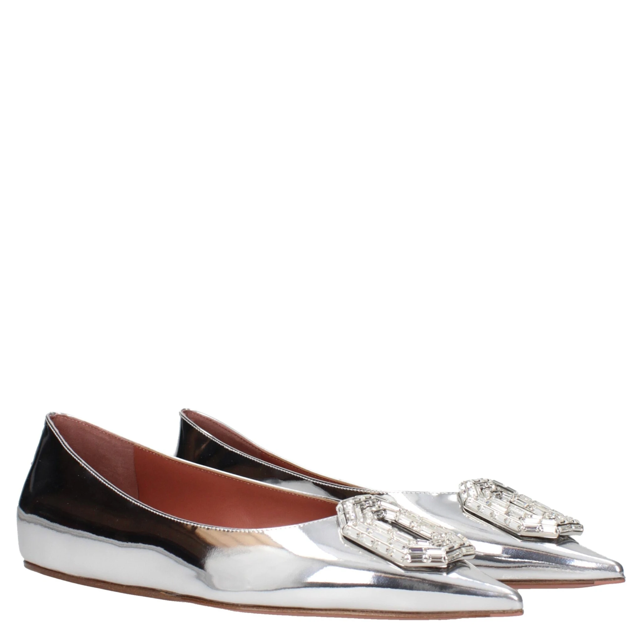 Gray Leather Ballet Flats