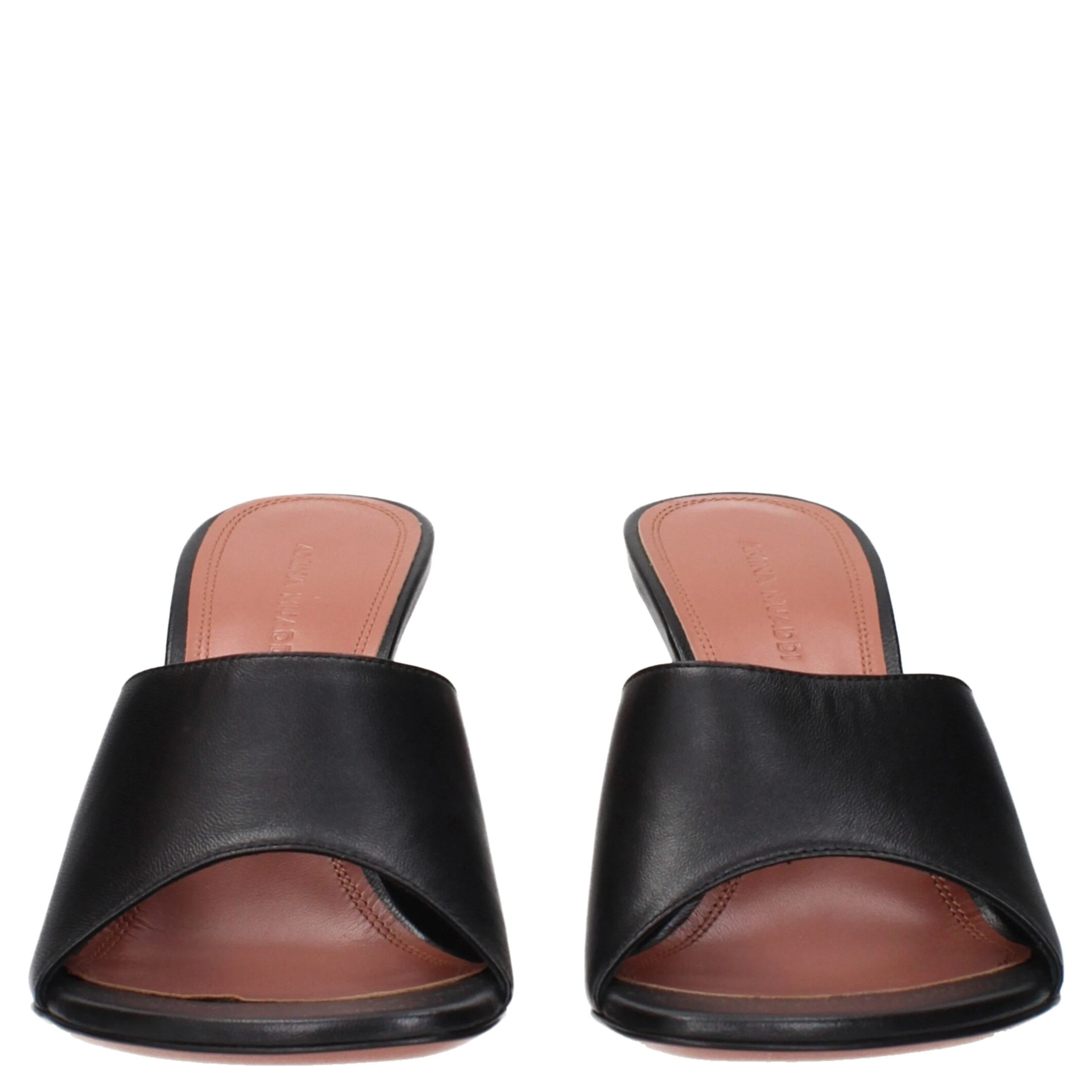 Black Leather Stiletto Heel Sandals