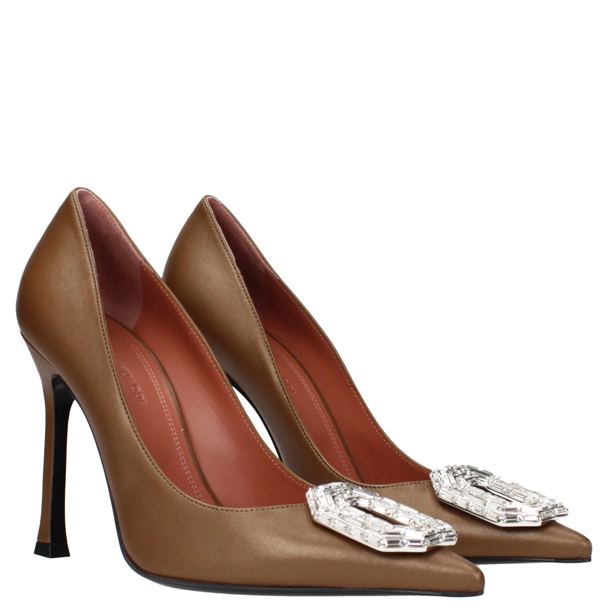 Brown Leather High Heel Pumps