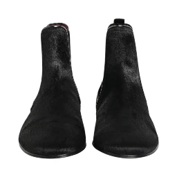 Black Leather Fur Men CHELSEA Boots Shoes