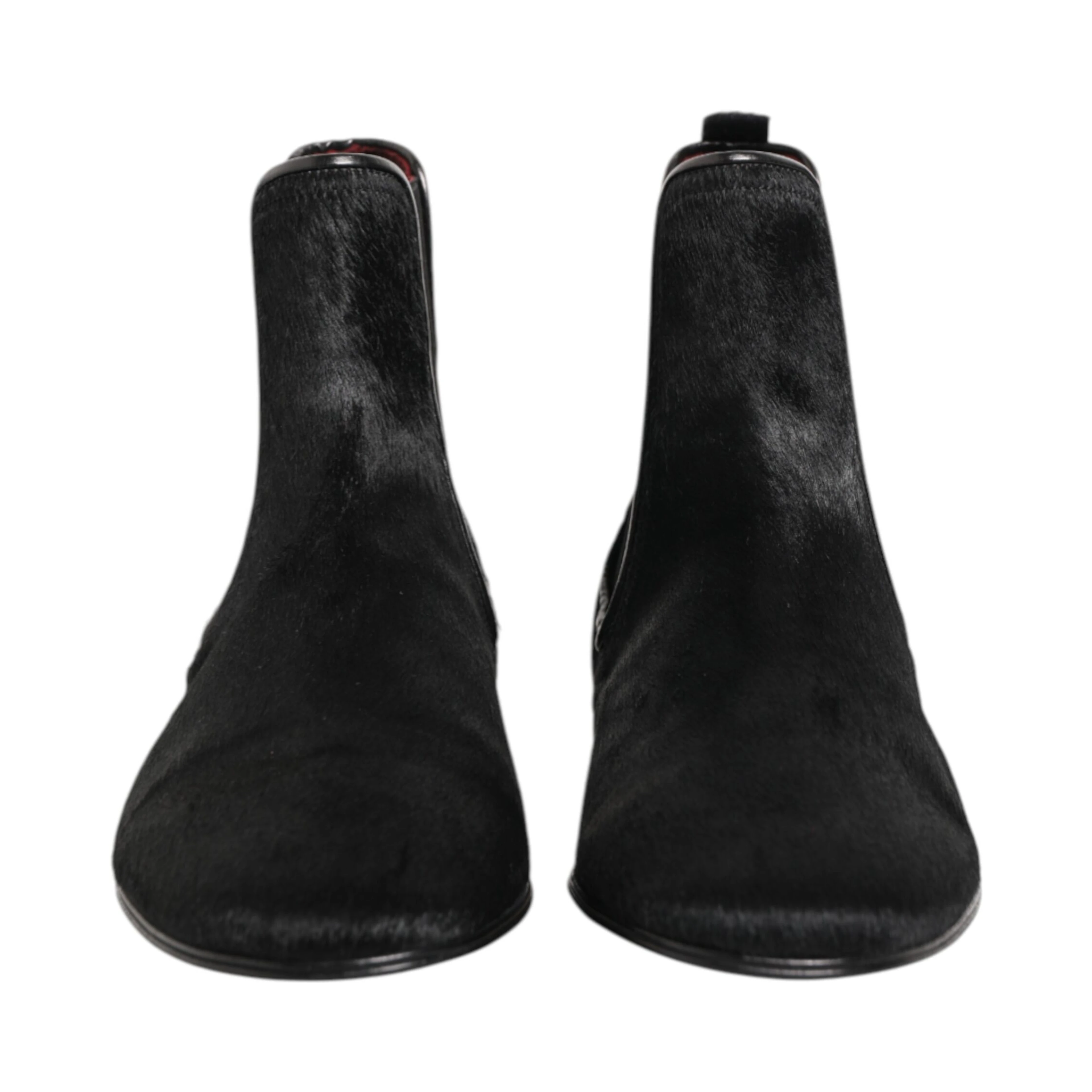 Black Leather Fur Men CHELSEA Boots Shoes