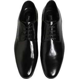 Black Calfskin Leather Derby Men Dress Shoes