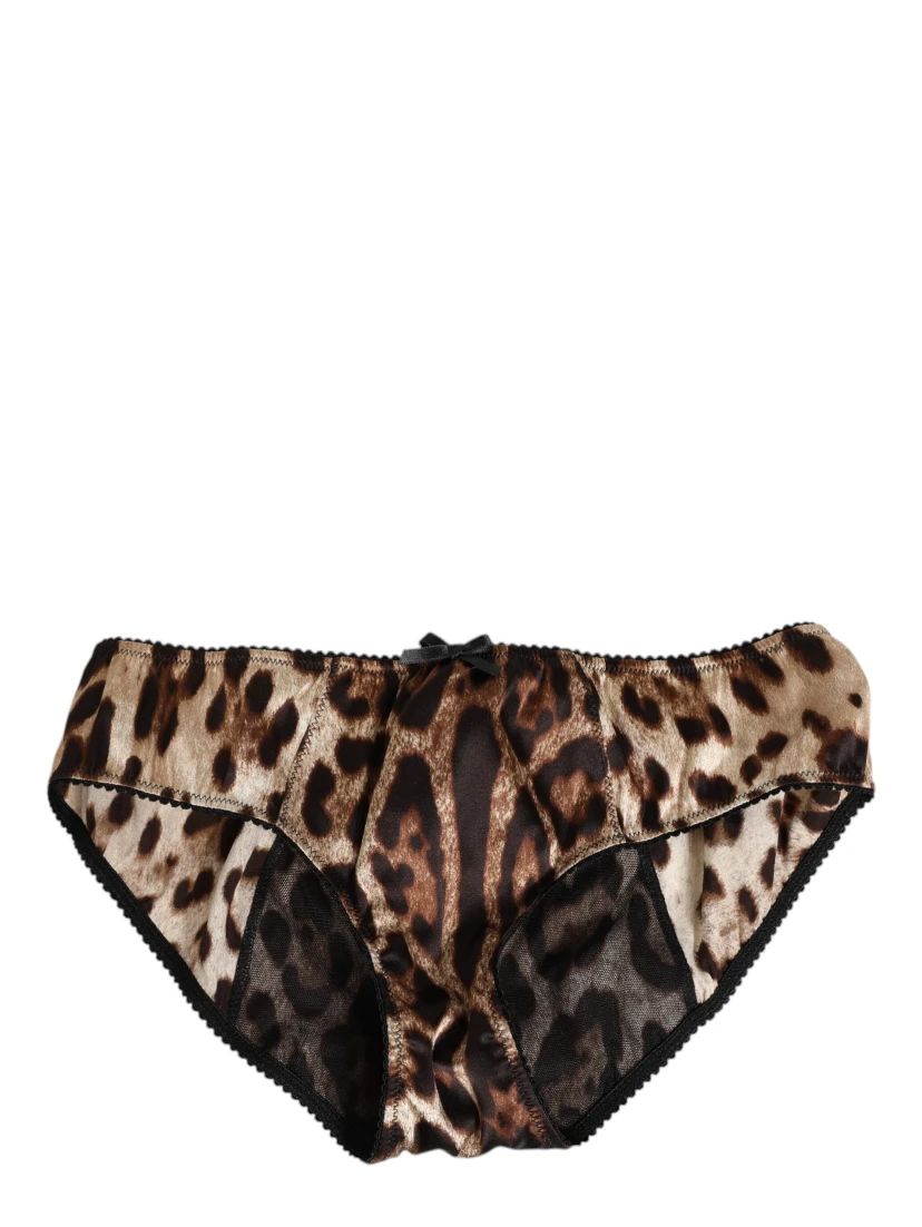 Brown Leopard Silk Mid Waist Panty Underwear