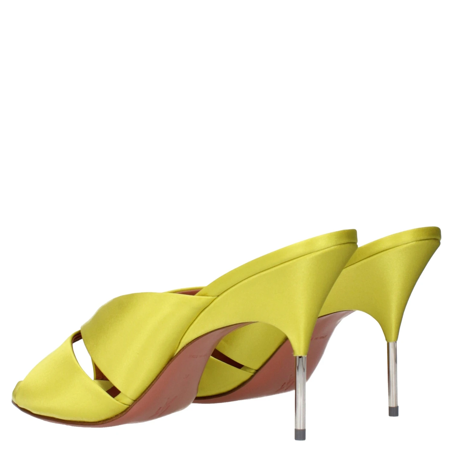 Green Satin Stiletto Heel Sandals