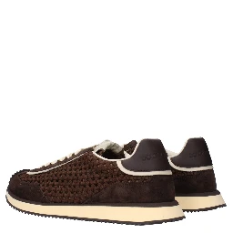Brown Fabric Low Top Sneakers