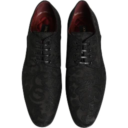 Black Brocade Lace Up Derby Men Dress Shoes