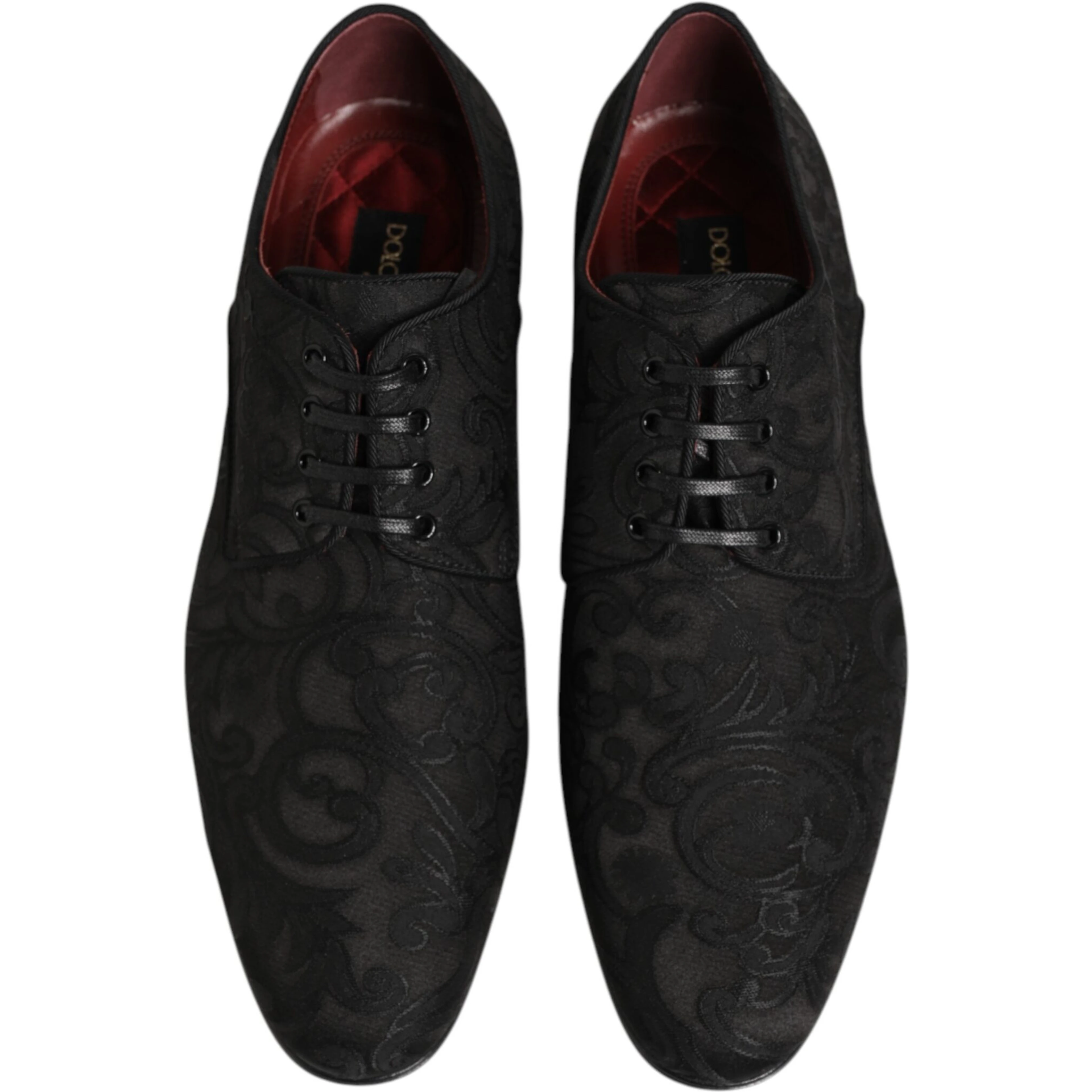 Black Brocade Lace Up Derby Men Dress Shoes