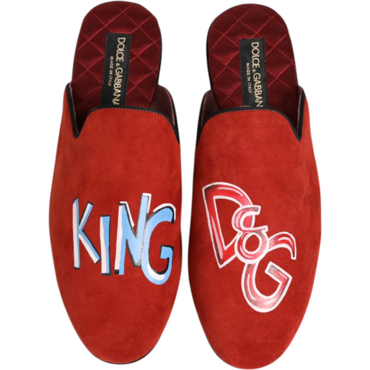 Red Suede DG King Men House Slippers Shoes