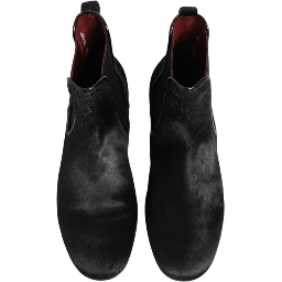 Black Leather Fur Men CHELSEA Boots Shoes