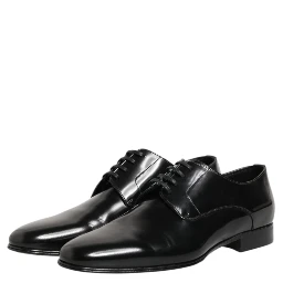 Black Calfskin Leather Derby Men Dress Shoes