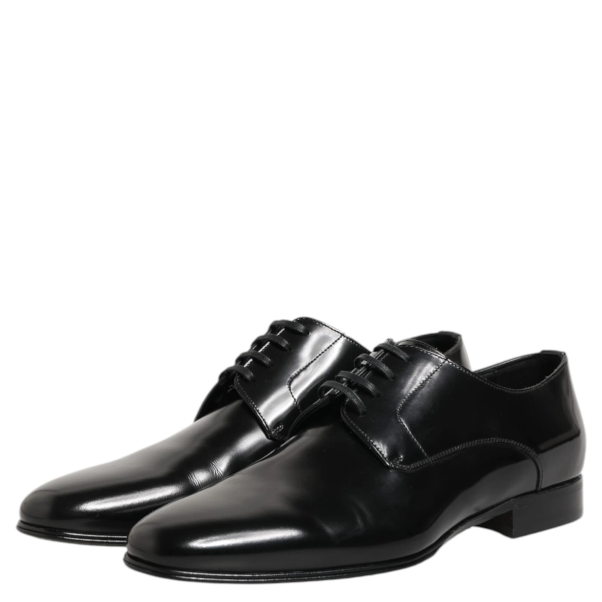 Black Calfskin Leather Derby Men Dress Shoes