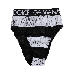 Black White Sequin High Waist Panty Underwear