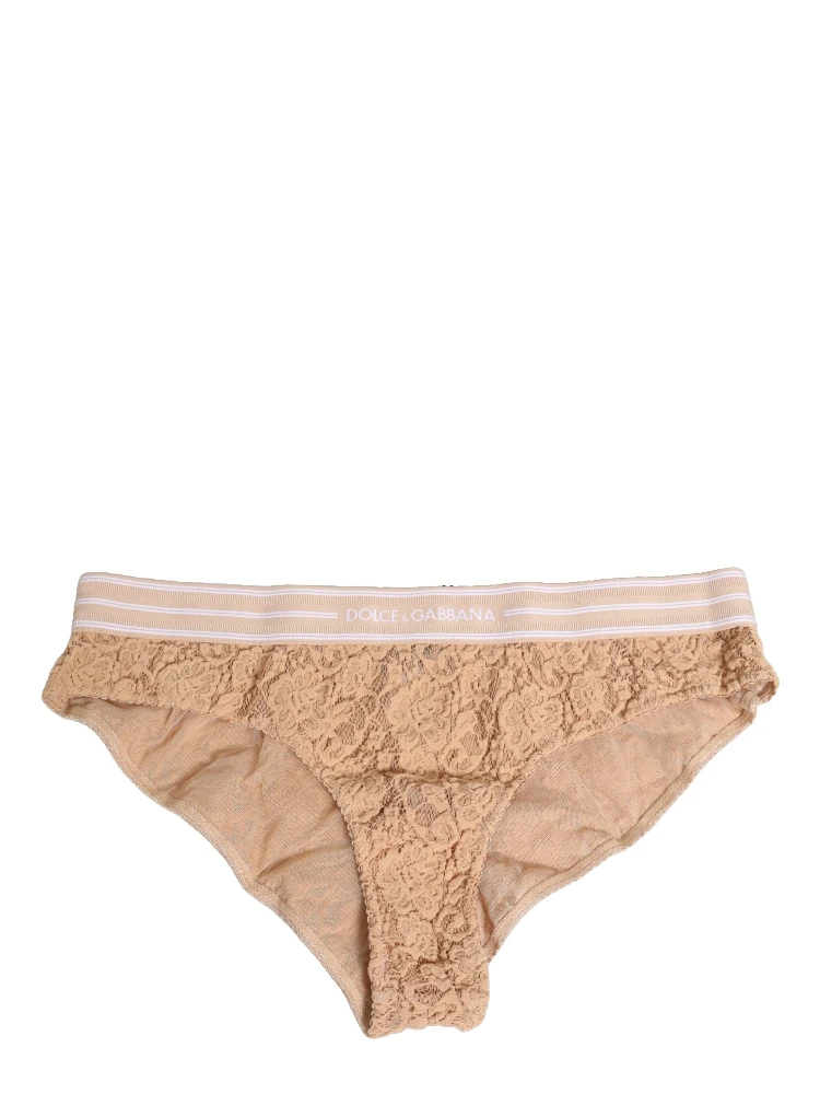 Beige Lace Nylon High Waist Panty Underwear