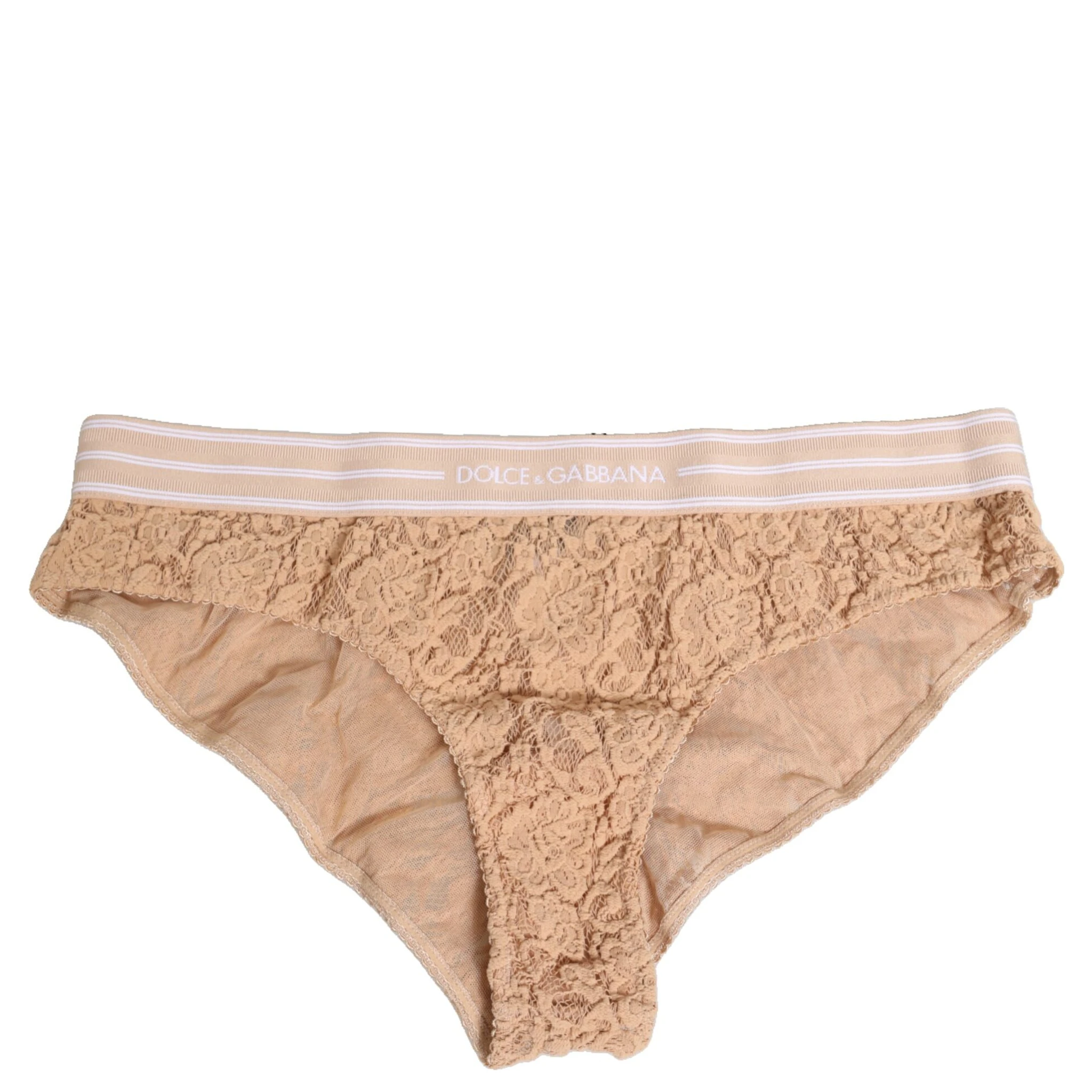 Beige Lace Nylon High Waist Panty Underwear