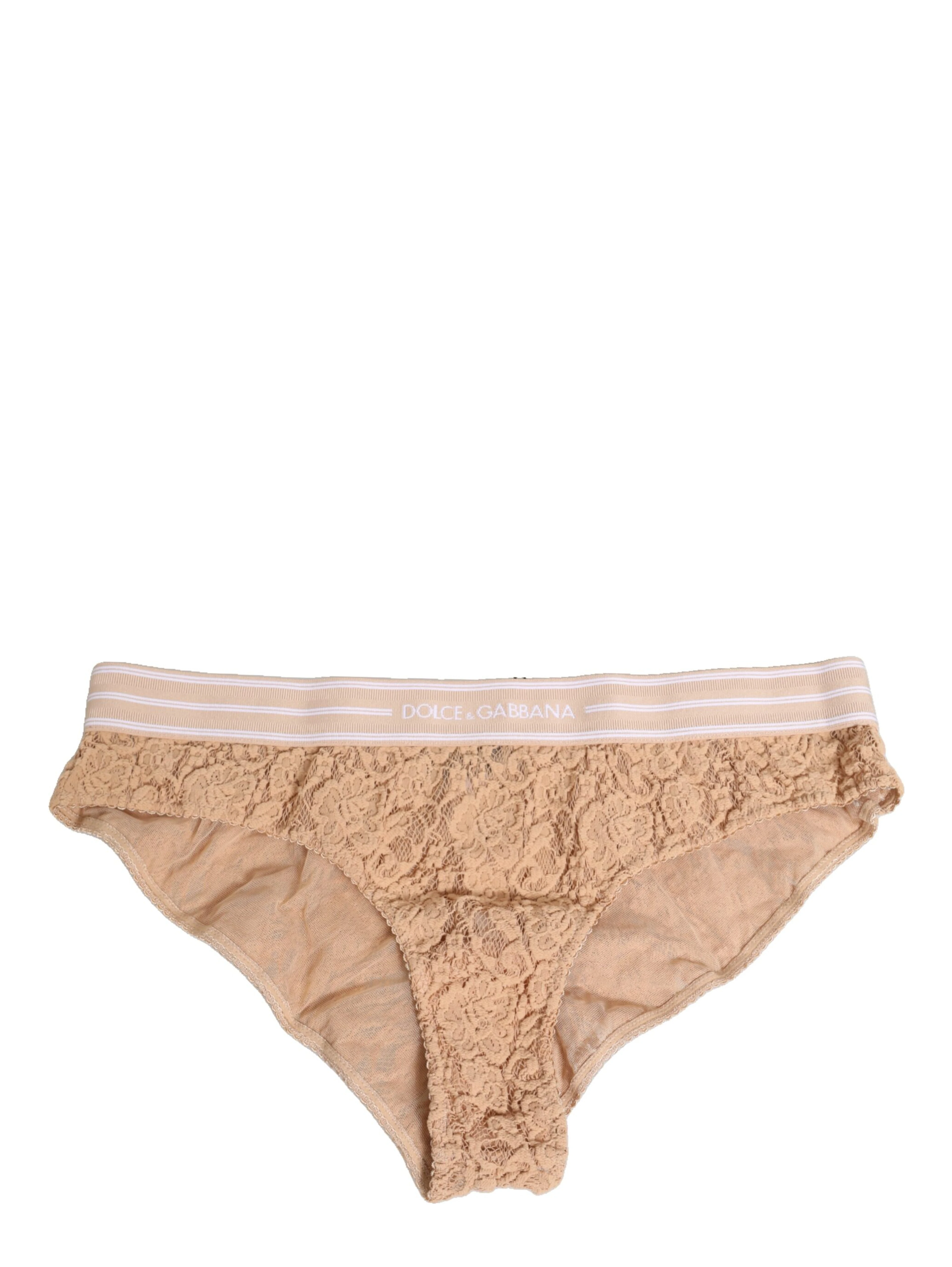 Beige Lace Nylon High Waist Panty Underwear