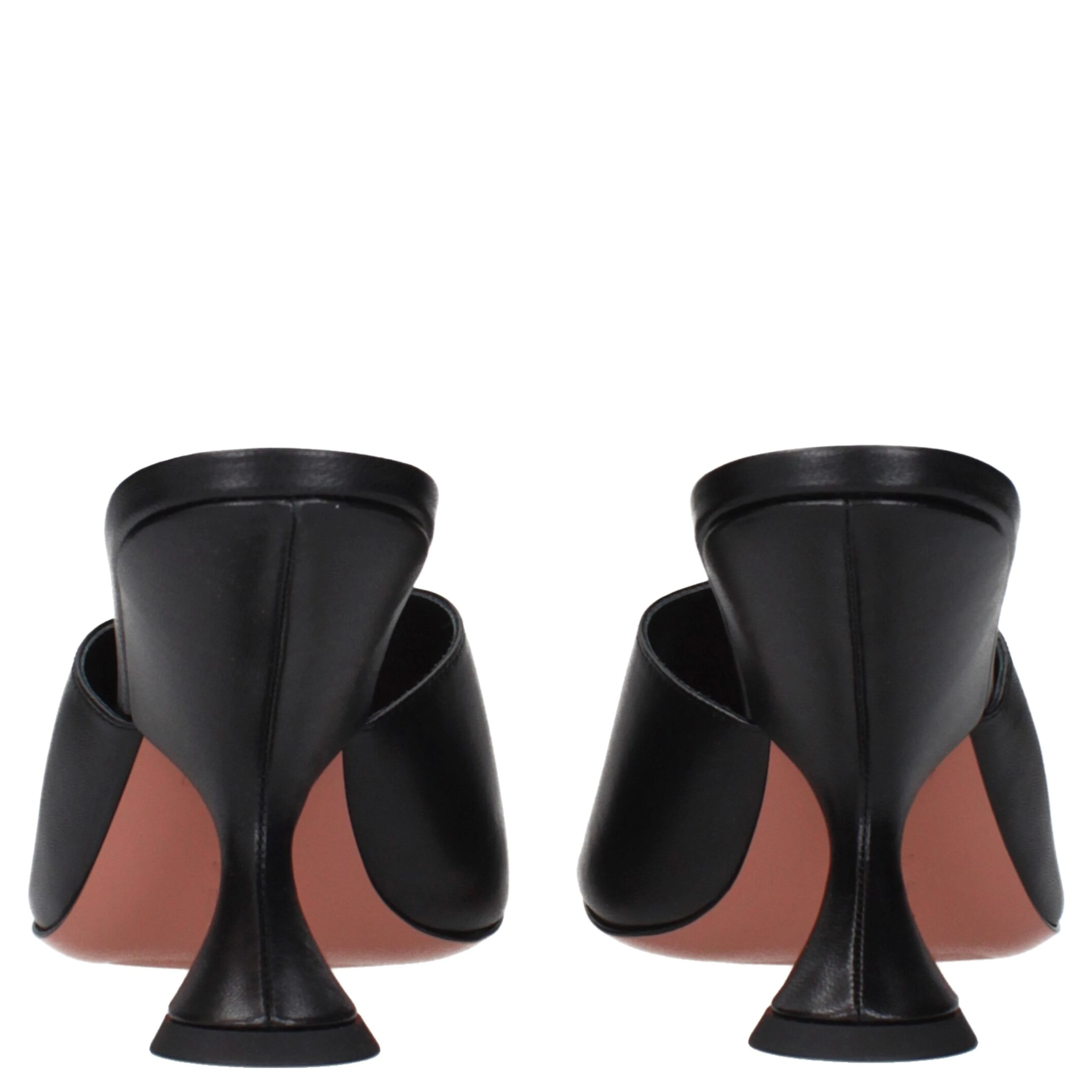 Black Leather Stiletto Heel Sandals