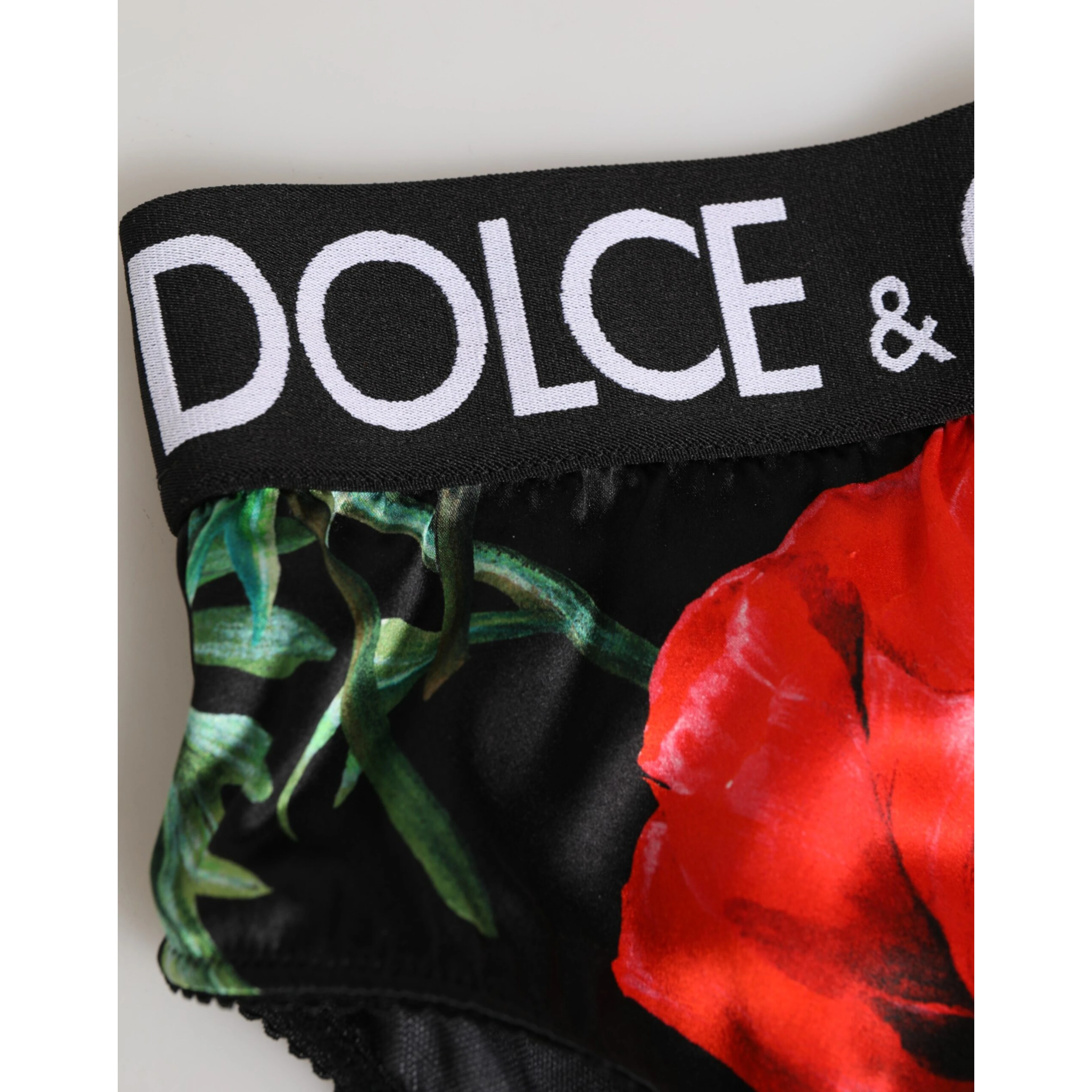 Black Floral Silk High Waist Panty Underwear