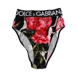 Black Floral Print High Waist Panty Underwear