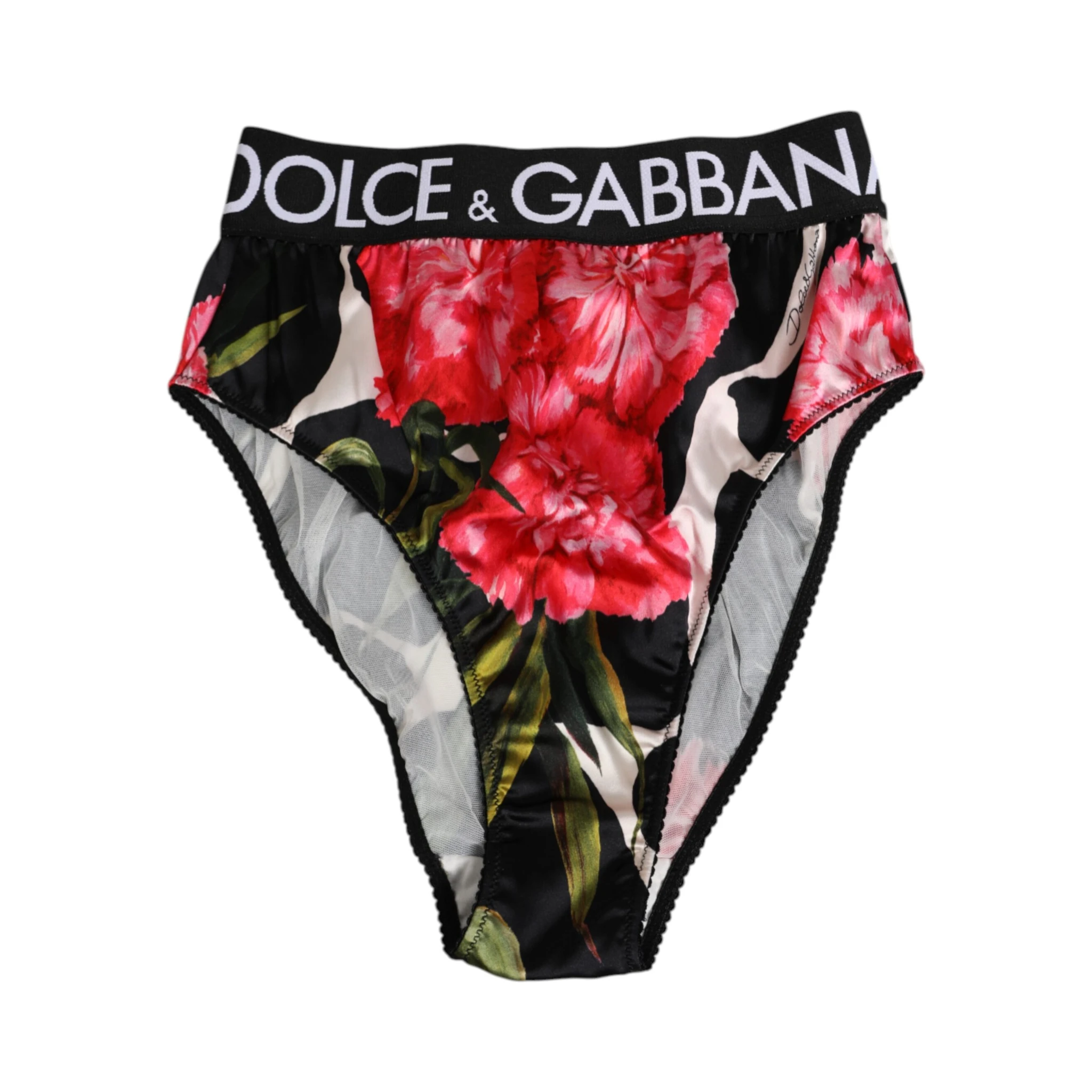 Black Floral Print High Waist Panty Underwear